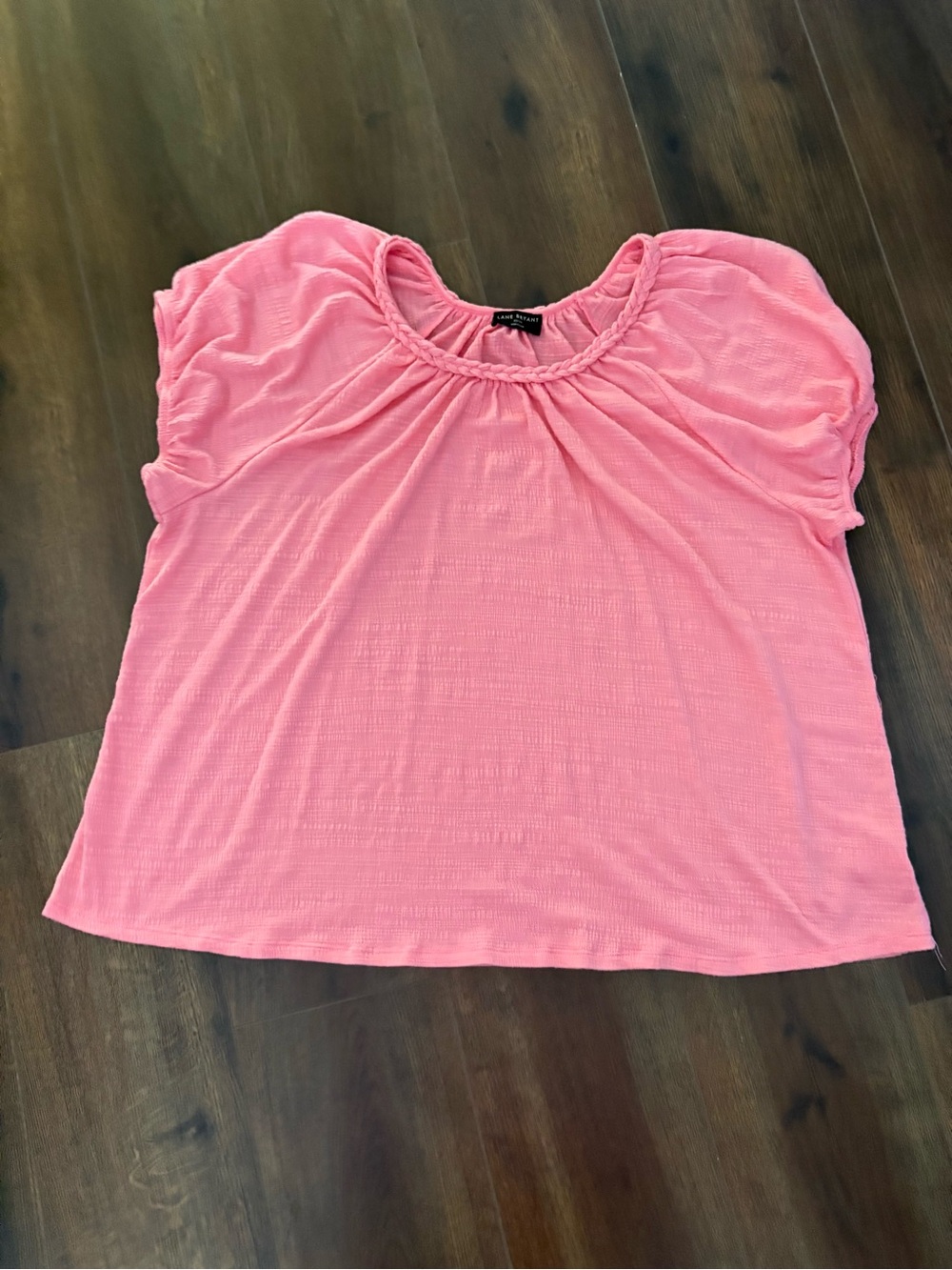 Lane Bryant Coral Pink Short-Sleeve Peasant Top